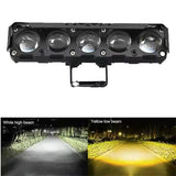 AutoBizarre Car Motorcycle 12V Headlight 5 Led Projector Lamp Dual Color Yellow White Fog Light Metal Body Spotlight Universal for All Bikes Cars SUVs etc