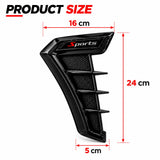 AutoBizarre Set of 2 Pcs Glossy Black Car Styling Decorative ABS Plastic Car Side Fender Vents Air Flow Duct Grill Sticker Shark Gill Air Outlet with Sports Sticker for All Cars