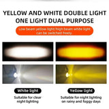 AutoBizarre Car Motorcycle 12V Headlight 4 Led Projector Lamp Dual Color Yellow White Fog Light Metal Body Spotlight Universal for All Bikes Cars SUVs etc.