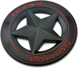 AutoBizarre 3D Raised Matte Black Round Star Texas Edition Metal Monogram Emblem Badge Sticker for All Cars & Bikes