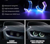 AutoBizarre 2Pcs 3 Inch LED Angel Eyes Halo Ring Headlight Shrouds Cover Mask 5D Crystal RGB DRL Lights with Mobile Application Control for All Cars, Vans, SUVs, etc