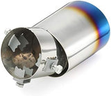 AutoBizarre Stainless Steel Burnt Blue Holographic Blue Oval Shaped Pipe Car Exhaust Tail Muffler Silencer Tip Car End Pipe Tail Exhaust Show Pipe Universal for All Cars (Oval Pipe Curved Bent)