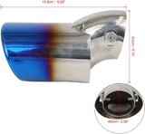 AutoBizarre Stainless Steel Burnt Blue Holographic Blue Oval Sloped Curved Bent Pipe Car Exhaust Tail Muffler Grilled Silencer Tip Car End Pipe Tail Exhaust Show Pipe Universal for All Cars
