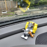 AutoBizarre Car Dashboard Accessories Sleeping Cat & Mouse Tom & Jerry Figurines Toys Gift Showpiece Desk Decoration Car Interior Decoration