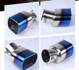 AutoBizarre Stainless Steel Burnt Blue Holographic Blue Square Shaped Pipe Car Exhaust Tail Muffler Grilled Silencer Tip Car End Pipe Tail Exhaust Show Pipe Universal for All Cars (Square Pipe Curved Bent)