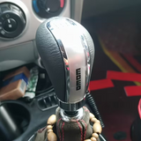 AutoBizarre Chrome and Leather 5 Speed Car MOMO Gear Shift Knob with Adaptors for All Manual Cars