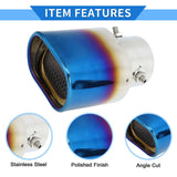 AutoBizarre Stainless Steel Burnt Blue Holographic Blue Square Shaped Pipe Car Exhaust Tail Muffler Grilled Silencer Tip Car End Pipe Tail Exhaust Show Pipe Universal for All Cars (Square Pipe Straight)
