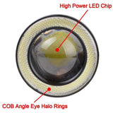 AutoBizarre Car Fog Lamp Blue Angel Eye LED DRL Projector Cob Light 89mm (3.5 inches Front , 2.5 inches Back) - Set of 2