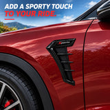 AutoBizarre Set of 2 Pcs Glossy Black Car Styling Decorative ABS Plastic Car Side Fender Vents Air Flow Duct Grill Sticker Shark Gill Air Outlet with Sports Sticker for All Cars