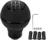 AutoBizarre 5 Speed Aluminum Base Metal Ring Leather Covered Gear Knob Gear Shifter Handle Knob For All Manual Transmission Cars