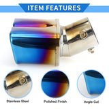 AutoBizarre Stainless Steel Burnt Blue Holographic Blue Square Shaped Dual Pipe Car Exhaust Tail Muffler Silencer Tip Car End Pipe Tail Exhaust Show Pipe Universal for All Cars (Square Dual Pipe Curved Bent)