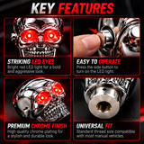 AutoBizarre Silver Chrome Metal Skull Shaped Gear Shift Knob with Red Illuminated Eyes LED Lights Universal for All Cars