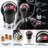 AutoBizarre Black Carbon Fiber GR Round Gear Shift Knob Gear Shifter Handle Universal for All Cars