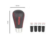 AutoBizarre Black Leather Red Stitch 5 Speed MOMO Car Gear Shift Knob with Adaptors for All Manual Cars