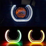 AutoBizarre 2Pcs 3 Inch LED Angel Eyes Halo Ring Headlight Shrouds Cover Mask 5D Crystal RGB DRL Lights with Mobile Application Control for All Cars, Vans, SUVs, etc