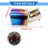 AutoBizarre Stainless Steel Burnt Blue Holographic Blue Square Shaped Dual Pipe Car Exhaust Tail Muffler Silencer Tip Car End Pipe Tail Exhaust Show Pipe Universal for All Cars (Square Dual Pipe Curved Bent)