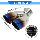 AutoBizarre Stainless Steel Burnt Blue Holographic Blue Round Sloped Dual Pipe Curved Bent Car Exhaust Tail Muffler Silencer Tip Car End Pipe Tail Exhaust Show Pipe Universal for All Cars