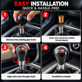 AutoBizarre Black Carbon Fiber GR Round Gear Shift Knob Gear Shifter Handle Universal for All Cars