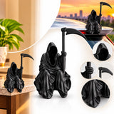 AutoBizarre Black Grim Ghost Reaper Figurine with Scythe Miniature Gothic Decor Statue for Car Spoiler, Desk, Home Décor