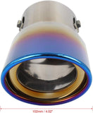 AutoBizarre Stainless Steel Burnt Blue Holographic Blue Oval Shaped Pipe Car Exhaust Tail Muffler Silencer Tip Car End Pipe Tail Exhaust Show Pipe Universal for All Cars (Oval Pipe Curved Bent)