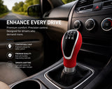 AutoBizarre 5 Speed Aluminum Base Leather Covered Gear Knob Gear Shifter Handle Knob for All Manual Transmission Cars
