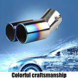AutoBizarre Stainless Steel Burnt Blue Holographic Blue Round Shaped Dual Pipe Car Exhaust Tail Muffler Silencer Tip Car End Pipe Exhaust Show Pipe Universal for All Cars (Round Dual Pipe Curved Bent)