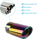 AutoBizarre Stainless Steel Burnt Blue Holographic Blue Oval Shaped Pipe Car Exhaust Tail Muffler Silencer Tip Car End Pipe Tail Exhaust Show Pipe Universal for All Cars (Multicolor Oval Pipe Straight)