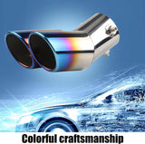AutoBizarre Stainless Steel Burnt Blue Holographic Blue Round Shaped Dual Pipe Car Exhaust Tail Muffler Silencer Tip Car End Pipe Exhaust Show Pipe Universal for All Cars (Round Sloped Dual Pipe Curved Bent)