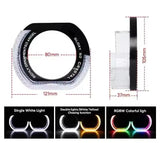 AutoBizarre 2Pcs 3 Inch LED Angel Eyes Halo Ring Headlight Shrouds Cover Mask 5D Crystal RGB DRL Lights with Mobile Application Control for All Cars, Vans, SUVs, etc