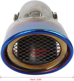AutoBizarre Stainless Steel Burnt Blue Holographic Blue Oval Sloped Curved Bent Pipe Car Exhaust Tail Muffler Grilled Silencer Tip Car End Pipe Tail Exhaust Show Pipe Universal for All Cars