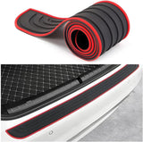 AutoBizarre 90cm x 7cm Black Red Car Rear Bumper Protector Guard Anti-Scratch Anti-Slip Car Trunk Door Sill Protector Rubber Strip for Trunk Protection and Decoration