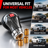 AutoBizarre Black Carbon Fiber GR Round Gear Shift Knob Gear Shifter Handle Universal for All Cars