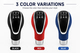 AutoBizarre 5 Speed Aluminum Base Leather Covered Gear Knob Gear Shifter Handle Knob for All Manual Transmission Cars