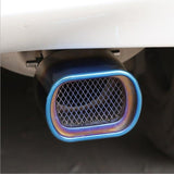 AutoBizarre Stainless Steel Burnt Blue Holographic Blue Square Shaped Pipe Car Exhaust Tail Muffler Grilled Silencer Tip Car End Pipe Tail Exhaust Show Pipe Universal for All Cars (Square Pipe Curved Bent)