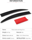 AutoBizarre Car Rear Trunk Tail Wing Adjustable Spoiler 3 Pcs set ABS Plastic Black-Red Trunk Lid Spoiler Universal for All Cars