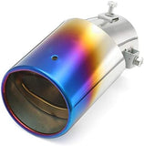 AutoBizarre Stainless Steel Burnt Blue Holographic Blue Oval Shaped Pipe Car Exhaust Tail Muffler Silencer Tip Car End Pipe Tail Exhaust Show Pipe Universal for All Cars (Oval Pipe Curved Bent)