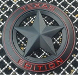 AutoBizarre 3D Raised Matte Black Round Star Texas Edition Metal Monogram Emblem Badge Sticker for All Cars & Bikes