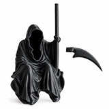 AutoBizarre Black Grim Ghost Reaper Figurine with Scythe Miniature Gothic Decor Statue for Car Spoiler, Desk, Home Décor