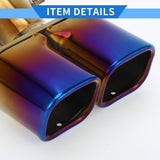 AutoBizarre Stainless Steel Burnt Blue Holographic Blue Square Shaped Dual Pipe Car Exhaust Tail Muffler Silencer Tip Car End Pipe Tail Exhaust Show Pipe Universal for All Cars (Square Dual Pipe Curved Bent)