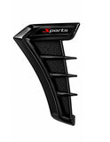 AutoBizarre Set of 2 Pcs Glossy Black Car Styling Decorative ABS Plastic Car Side Fender Vents Air Flow Duct Grill Sticker Shark Gill Air Outlet with Sports Sticker for All Cars