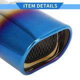 AutoBizarre Stainless Steel Burnt Blue Holographic Blue Square Shaped Pipe Car Exhaust Tail Muffler Grilled Silencer Tip Car End Pipe Tail Exhaust Show Pipe Universal for All Cars (Square Pipe Straight)