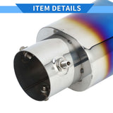 AutoBizarre Stainless Steel Burnt Blue Holographic Blue Square Shaped Pipe Car Exhaust Tail Muffler Grilled Silencer Tip Car End Pipe Tail Exhaust Show Pipe Universal for All Cars (Square Pipe Straight)