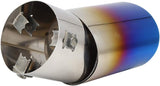 AutoBizarre Stainless Steel Burnt Blue Holographic Blue Oval Shaped Pipe Car Exhaust Tail Muffler Silencer Tip Car End Pipe Tail Exhaust Show Pipe Universal for All Cars (Oval Pipe Curved Bent)