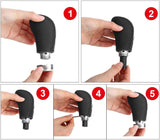 AutoBizarre Chrome and Leather 5 Speed Car MOMO Gear Shift Knob with Adaptors for All Manual Cars