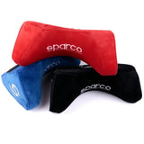 AutoBizarre Sparco Memory Foam Car Neck Pillow Velvet Cushion Headrest Ergonomic Support Cervical Pillow with Adjustable Strap Universal for All Cars