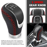 AutoBizarre Black Leather MOMO Car 5/6/5+R Speed Gear Shift Knob for All Manual Transmission Cars