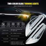 AutoBizarre 2Pcs Blade Shape Blade Style Car Styling LED Side Fender Lights Double Colors Turn Signal Indicator Light (White & Amber) for All Cars, Trucks, SUVs, etc.