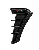AutoBizarre Set of 2 Pcs Glossy Black Car Styling Decorative ABS Plastic Car Side Fender Vents Air Flow Duct Grill Sticker Shark Gill Air Outlet with Sports Sticker for All Cars