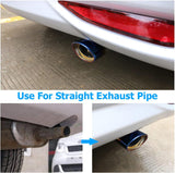 AutoBizarre Stainless Steel Burnt Blue Holographic Blue Oval Shaped Pipe Car Exhaust Tail Muffler Silencer Tip Car End Pipe Tail Exhaust Show Pipe Universal for All Cars (Multicolor Oval Pipe Straight)