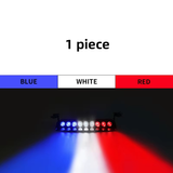 AutoBizarre 12V Car Dash Emergency Warning Strobe Red Blue White Flasher Windshield Sucker 9 LED light With Multiple Flashing Modes For All Cars, Emergency Vehicles, etc.